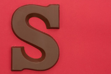 Chocolate letter S. Symbol of Dutch feast called Sinterklaas.
