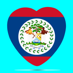 Belize Flag In Heart Shape Vector