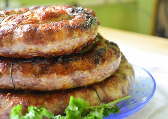 Homemade sausage close up
