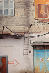 Textured entrance to an abandoned factory