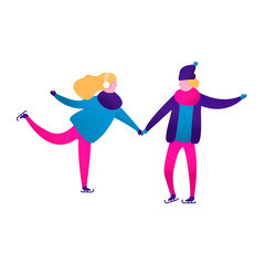 Winter sports with people, men and women, children and family. Vector scene with skiing, skating, snowboarding. Flat characters isolated. Christmas design template for greeting card, poster, banner