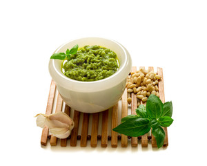 Bowl of basil pesto