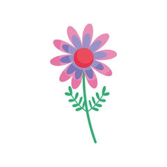 colored flower stem leaves floral icon