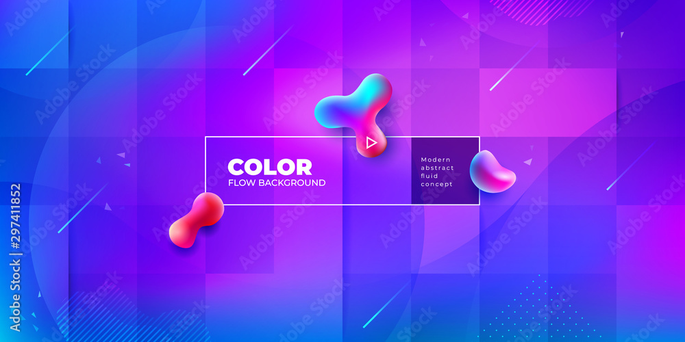 Sticker liquid color background design with square cells. fluid gradient shapes composition. purple futurist