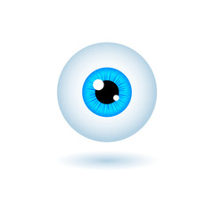 Funny Halloween greeting card monster Blue eyes. Vector isolated illustration on white background with shadow