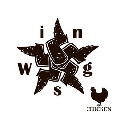 monochrome illustration of chicken wings icon isolated on white background