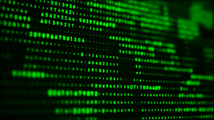 Binary computer code Background. Digital background matrix. 3d rendering.