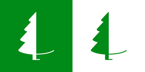 Logotipo con árbol abstracto cónico varias ramas dividido en verde y blanco © teracreonte