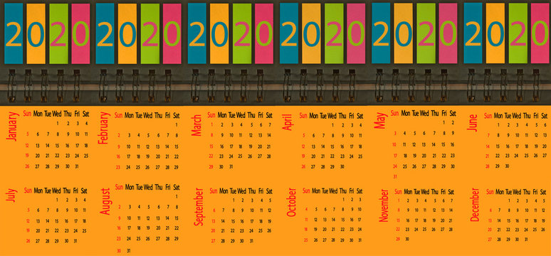  image of calendar for 2020 year