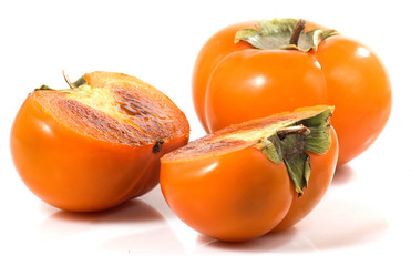 isolated image of ripe persimmon close-up