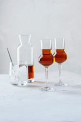 A shot of a strong ligueur with ice