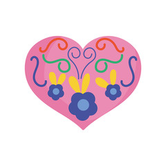 love heart fowers decoration mexico icon