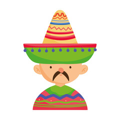 man in clothes hat traditional mexican icon