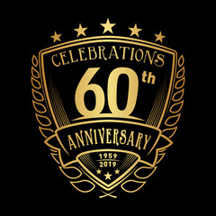 Fototapeta premium 60th shield anniversary logo. 60th years logo. Vector and illustration.
