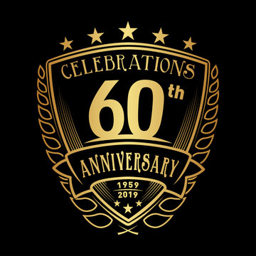 60th shield anniversary logo. 60th years logo. Vector and illustration.