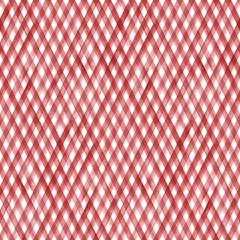 Watercolor stripe diagonal plaid seamless pattern. Red stripes on white background