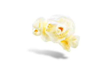 Popcorn with salt on a white isolated background