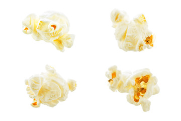 Popcorn with salt on a white isolated background