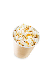Fototapeta na wymiar Popcorn with salt on a white isolated background