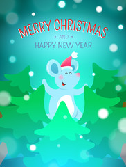Christmas background with symbols of 2020 new year - cute mouse