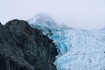 Detail of glacier and its crevasse