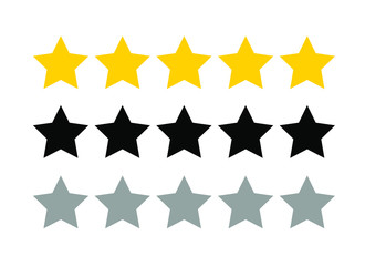 Stars rating icon set. Gold star icon set isolated on a white background