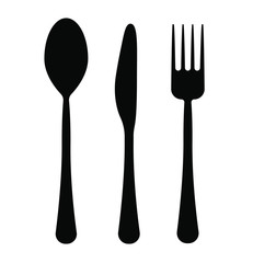 Cutlery silhouettes. Spoon, knife, forks. vector elements