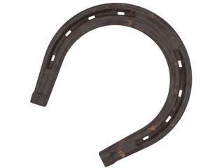 Rusty metal horseshoe on white background