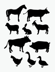  farm animal silhouettes vector