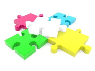 Cross of colorful puzzle 