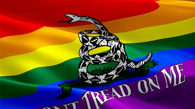 Gadsden LGBT Rainbow waving flag. Pride 3d Gay flag waving Isolated. lgbt rights in Gadsden Rainbow seamless loop animation. Gay pride flag HD resolution Background. Homosexual Rainbow flag LGBT Close