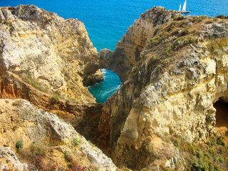 View onto a cave in Algarve Portugal