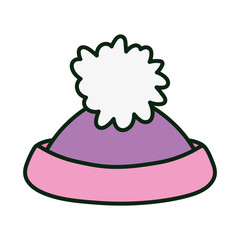 warm hat with pom pon accessory icon