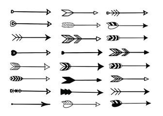 Arrows big black set icons. Arrow vector collection. Vector hand drawn arrows set isolated on white