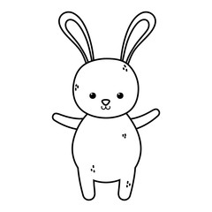 cute rabbit character merry christmas thick line