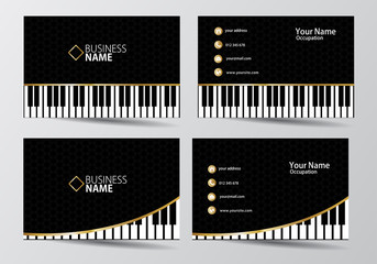 Piano business card.  Musician visiting card template