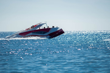 White sport boat in the water
