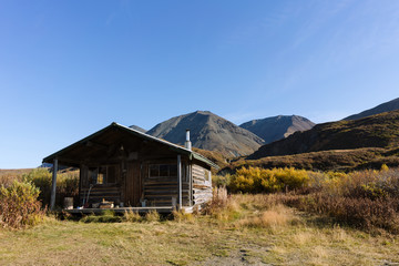 Remote cabin in Alaskan wilderness