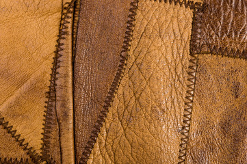 Old vintage genuine soft brown leather texture background, top layer with pores and scratches,...