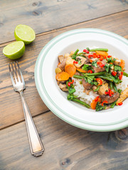 Yellow thai curry - chicken with vegetables lunch