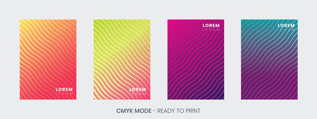 Minimal Cover design template set, with wavy lines and gradient background