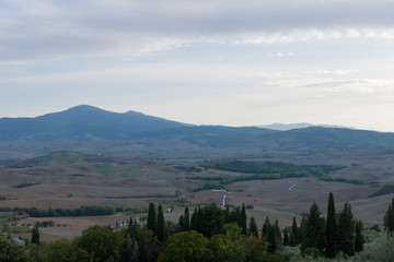 View from Pienza town on Val d'Orcia valley.