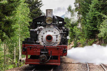 Vintage Steam Train Locomotive Doing a Blowdown.