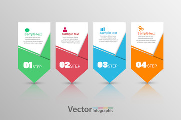 Vector infographic template with 4 options, workflow, process chart. Timeline infographics design vector can be used for workflow layout, diagram, annual report, web design, steps or processes. 