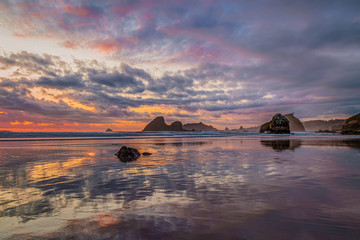 A Colorful Sunset at a Northern California Beach.