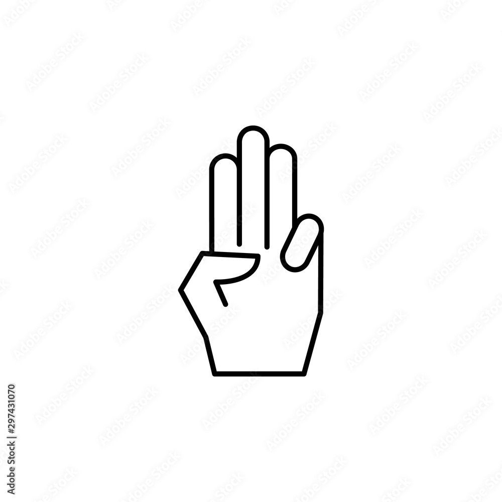 Poster hand three finger icon. simple line, outline vector of hand icons for ui and ux, website or mobile a