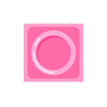 Vector condom and package icon. Contraception concept. Sealed condom isolated on white background.