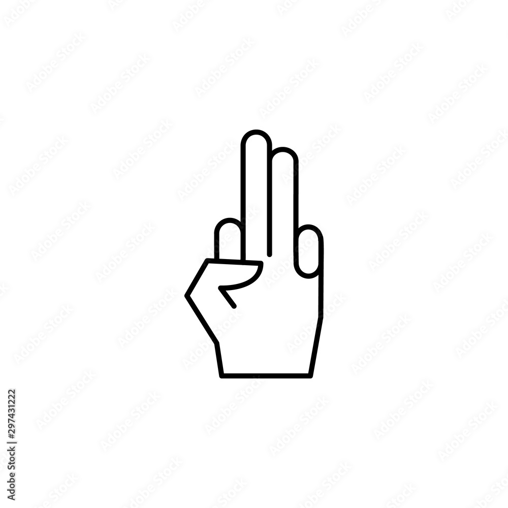 Poster two finger hand icon. simple line, outline vector of hand icons for ui and ux, website or mobile app