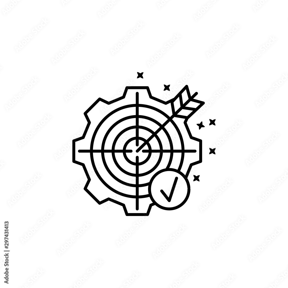 Poster target gear network. simple line, outline vector of motivation icons for ui and ux, website or mobil