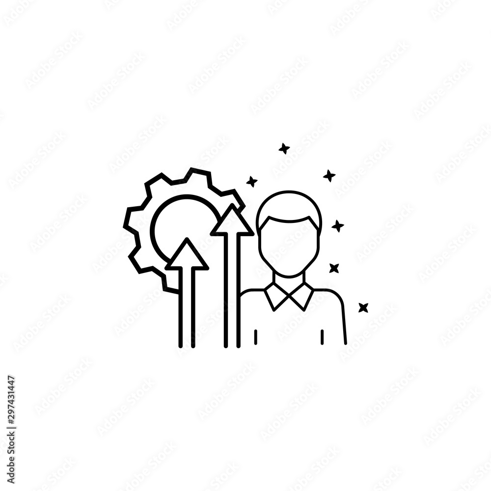Poster job promotion worker user. simple line, outline vector of motivation icons for ui and ux, website or